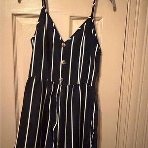 SHEIN Navy and White Striped Button Dress